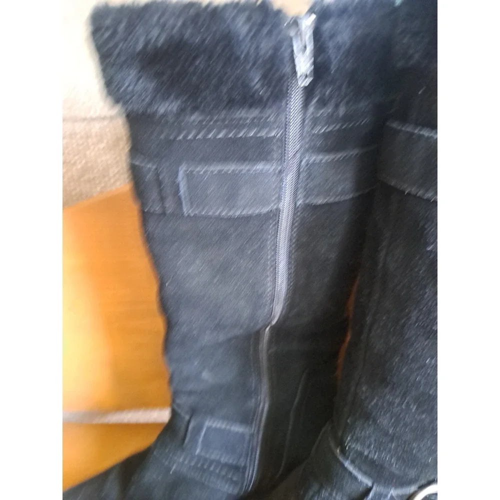 Baretraps Women's Catchy Tall Boots  10 M Black Suede Leather Faux Fur Lining